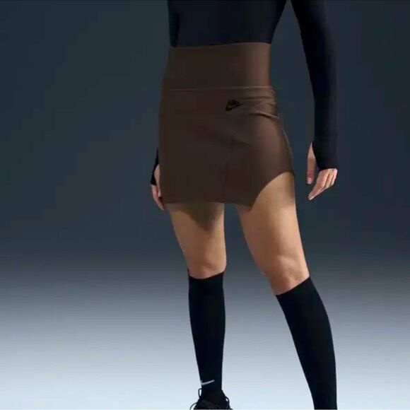 Nike Dresses & Skirts - Nike Sportswear Tech Fleece High-Waisted Brown Mini Skirt